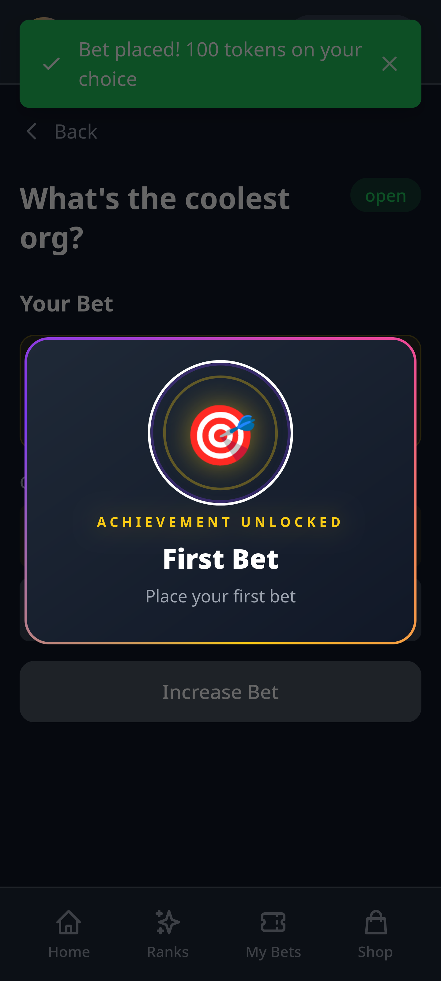 Achievement unlocked popup