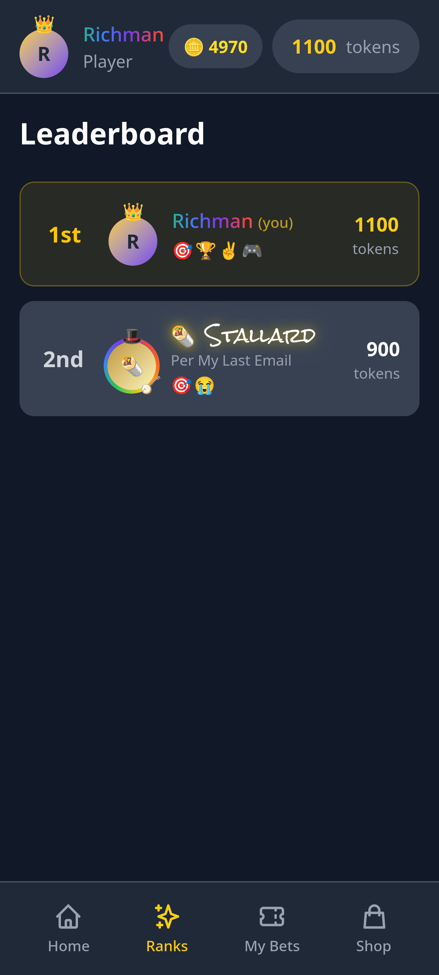 Leaderboard with cosmetics